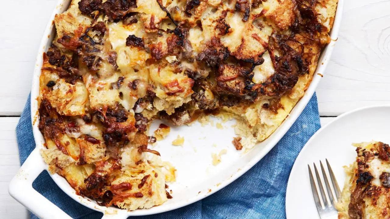 Onion ls magazine  Caramelized Onion and Breakfast Sausage Strata Recipe | Food Network  Kitchen | Food Network