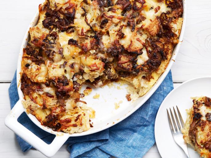 Caramelized Onion And Breakfast Sausage Strata Recipe | Food Network ...