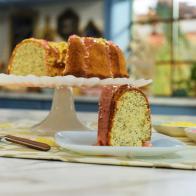 Jeff Mauro makes a Lemon Poppy Seed Bundt Cake with Strawberry Glaze, as seen on The Kitchen, Season 17.