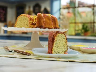 Jeff Mauro makes a Lemon Poppy Seed Bundt Cake with Strawberry Glaze, as seen on The Kitchen, Season 17.
