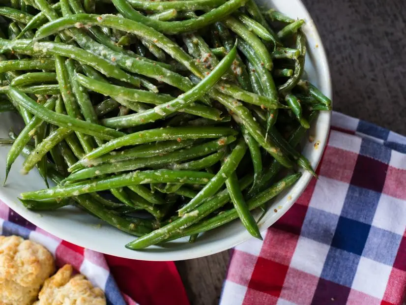 Green beans in creamy horseradish sauce, as seen on Baked In Vermont, Season 2.
