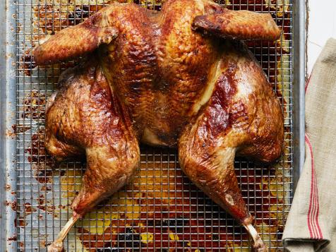 Butterflied Tea- and Orange-Brined Roasted Turkey with Cumin-Coriander Compound Butter
