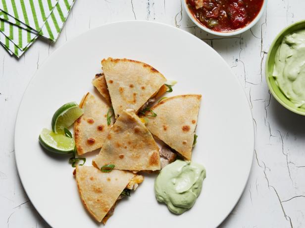 Chicken and Roasted Poblano Quesadilla with Avocado Cream_image