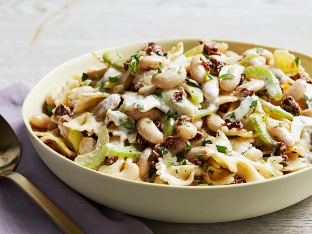 Creamy Parmesan Pasta Salad with White Beans and Sun-dried Tomatoes Recipe  | Food Network Kitchen | Food Network