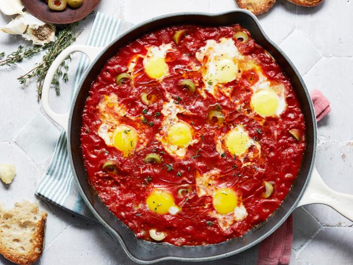 Eggs Poached in TomatoOlive Sauce Recipe Food Network Kitchen Food