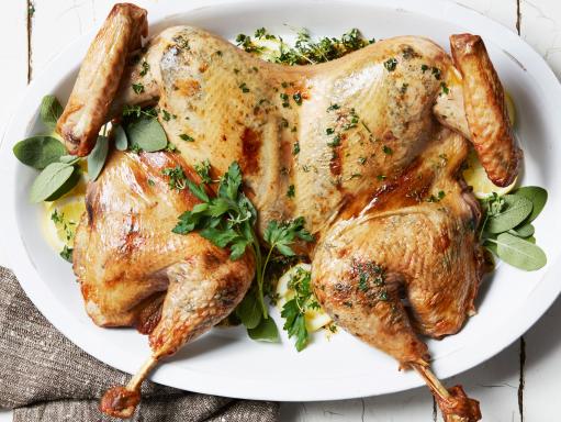 Butterflied Juniper Brined Roasted Turkey With Compound Butter Recipe Food Network Kitchen