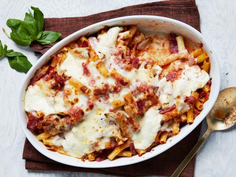 Cheesy Fennel and Sopressata Baked Ziti with Pecorino