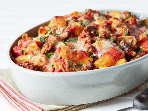 Herby Sausage and Artichoke Baked Pasta