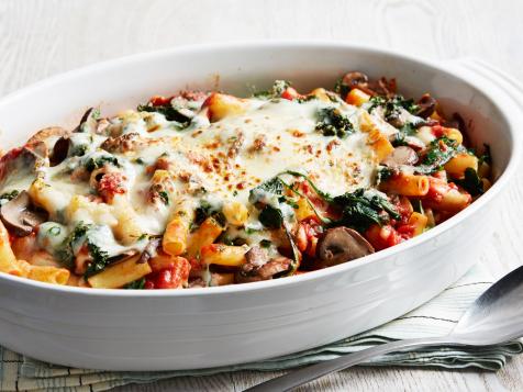 Herby Spinach and Mushroom Baked Ziti