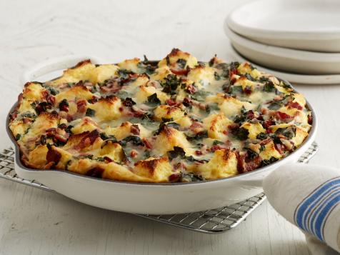 Bacon and Kale Strata with Sundried Tomatoes
