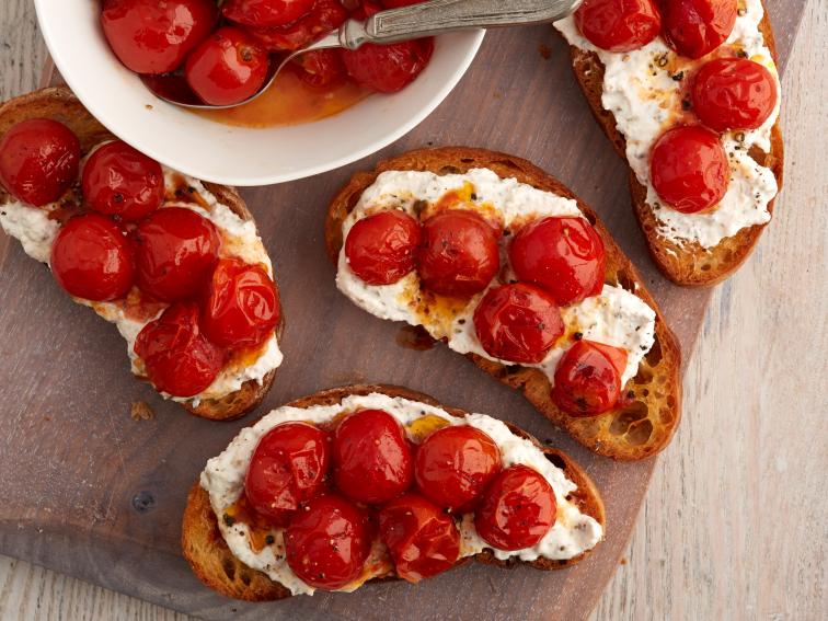 Blistered Cherry Tomatoes with Parmesan Yogurt and Toasted Bread Recipe