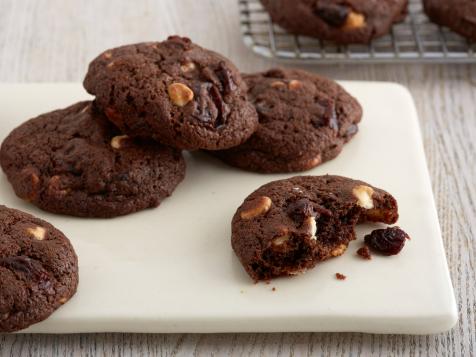 Chocolate Cookies with White Chocolate Chips and Tart Cherries