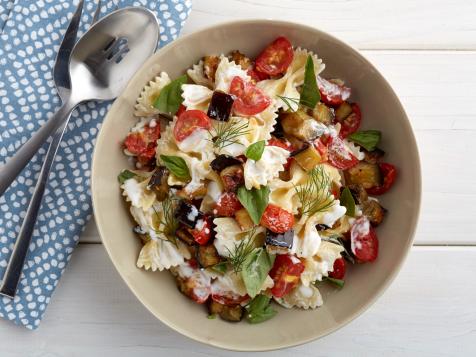 Farfalle with Eggplant Yogurt Sauce