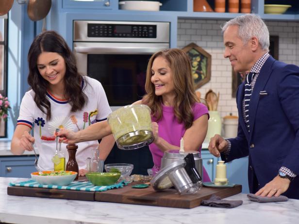 Joy Bauer makes Caesar Salad dressing as a Smart Swap for lunch, as seen on Food Network's The Kitchen