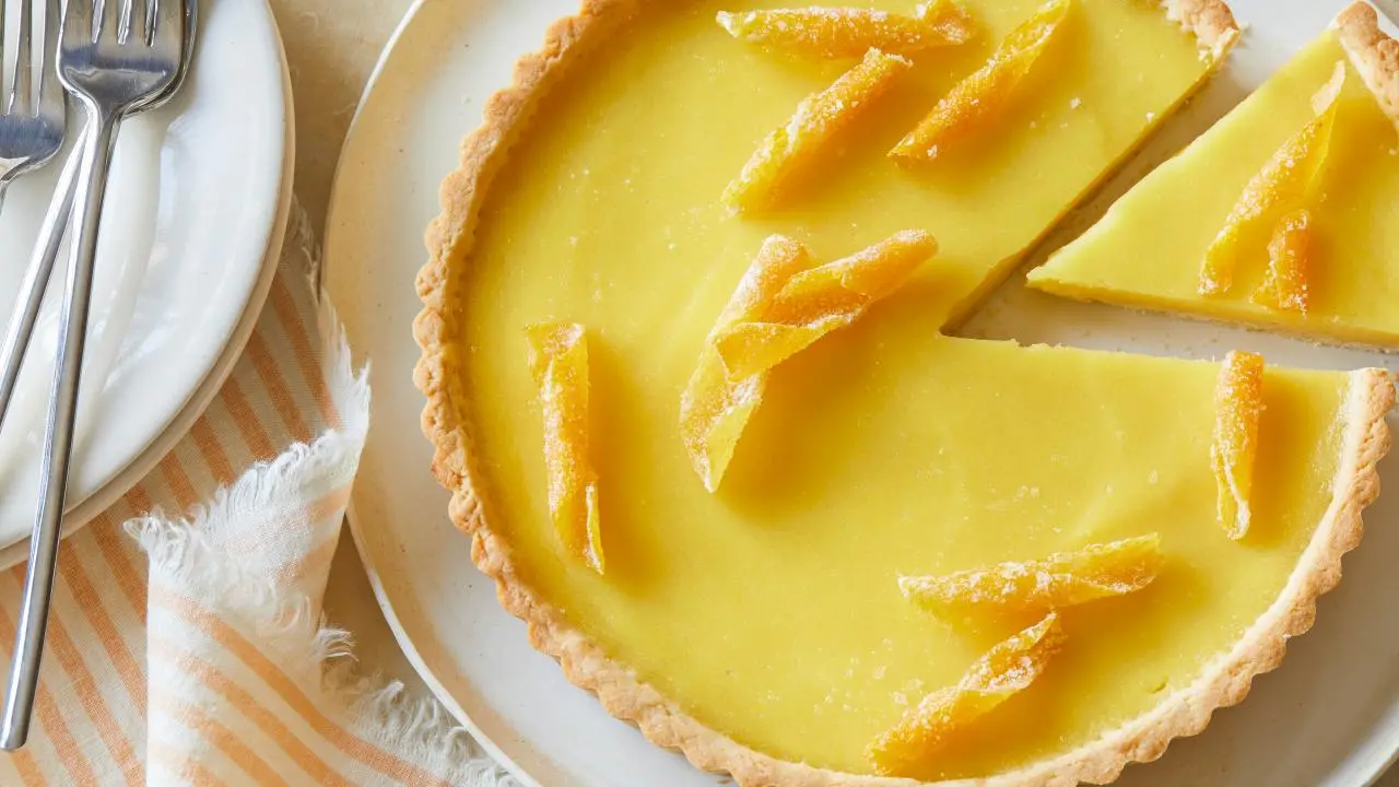 Meyer Lemon Curd Tart with Candied Lemon Peels