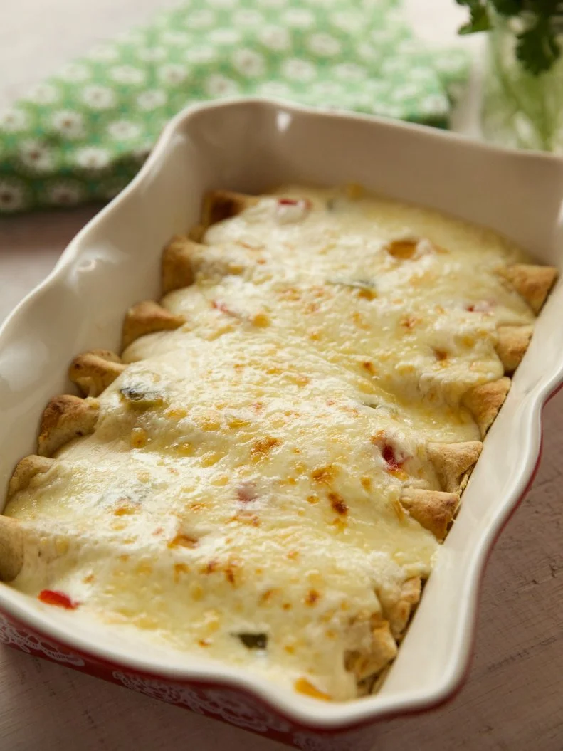 Close-up of White Chicken Enchiladas