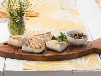 Halibut with Olive Bagna Cauda as prepared by Giada De Laurentiis, as seen on Giada on the Beach, Season 1.