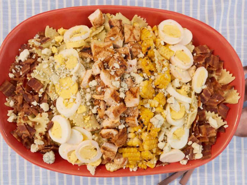 Sunny Anderson makes Grilled Chicken and Corn Pasta Salad with Avocado Dressing, as seen on The Kitchen, Season 17.