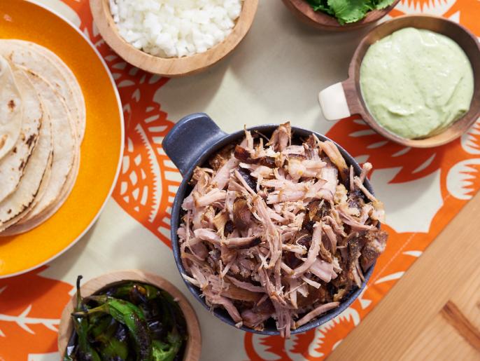 SlowCooker Carnitas with Avocado Crema Recipe Jeff Mauro Food Network