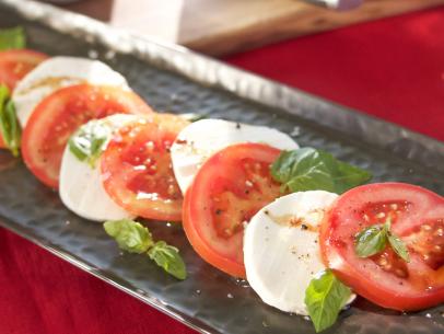 Beauty shot of caprese salad, as seen on Baked in Vermont Season 2.