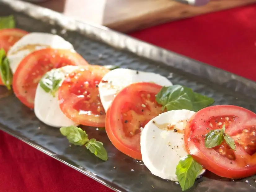 Beauty shot of caprese salad, as seen on Baked in Vermont Season 2.