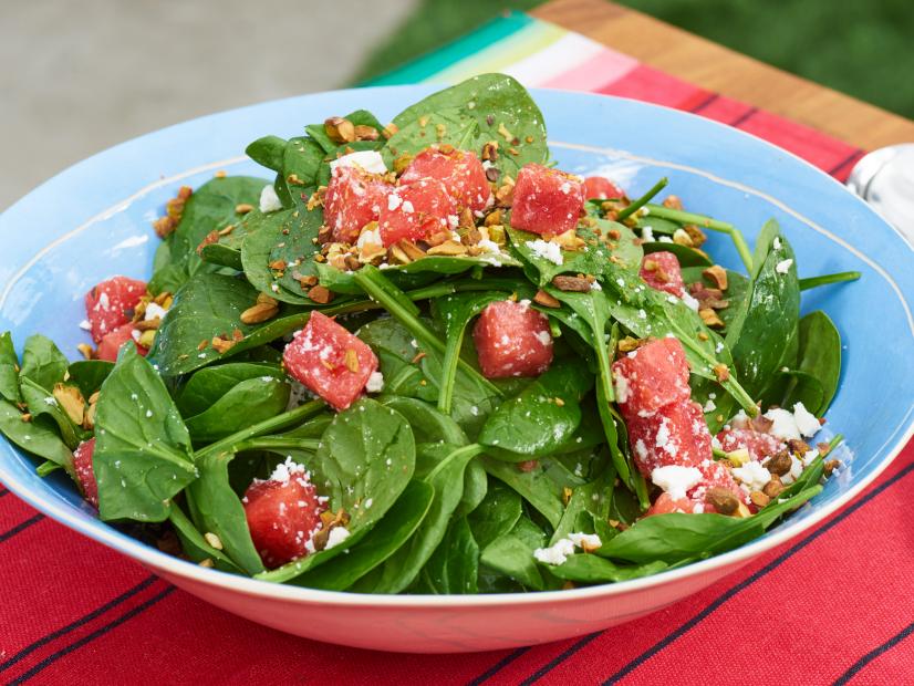 Jeff Mauro makes a Spinach and Watermelon Salad, as seen on Food Network's The Kitchen