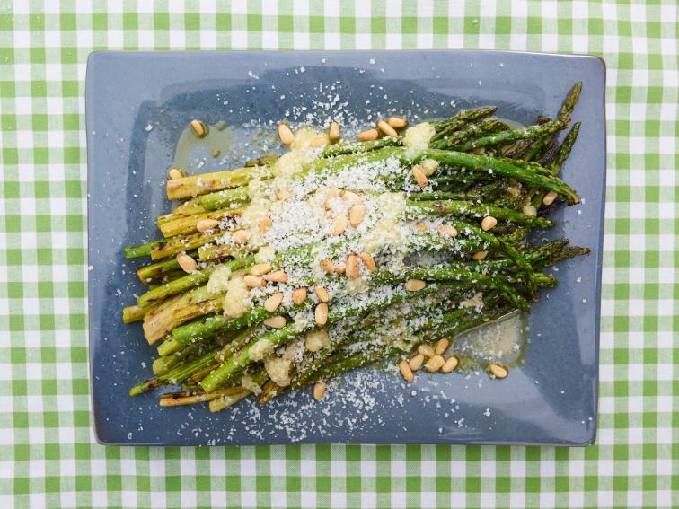 FiveIngredient Grilled Asparagus with Pecorino and Pine Nuts Recipe Geoffrey Zakarian Food