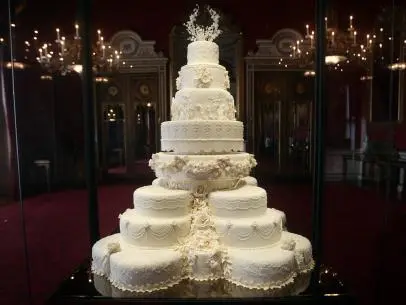 LONDON - JULY 20:   The Duke and Duchess of Cambridge's royal wedding cake is photographed before it goes on display at Buckingham Palace during the annual summer opening on July 20, 2011 in London, England. The cake was featured in the wedding of Catherine, Duchess of Cambridge to Prince William, Duke of Cambridge on April 29. (Photo by Lewis Whyld/WPA Pool/ Getty Images)