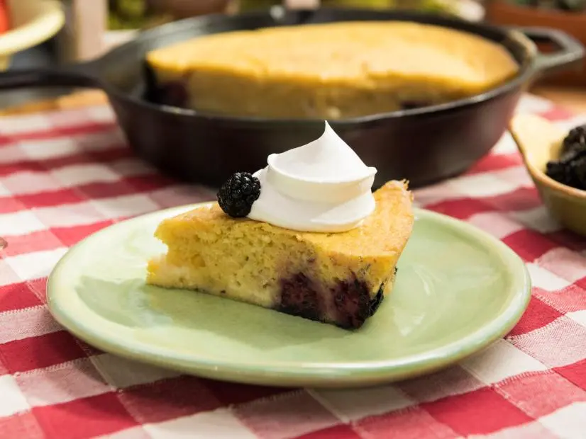 Gesine Prado makes Blackberry Cornbread Cake, as seen on The Kitchen, Season 17.
