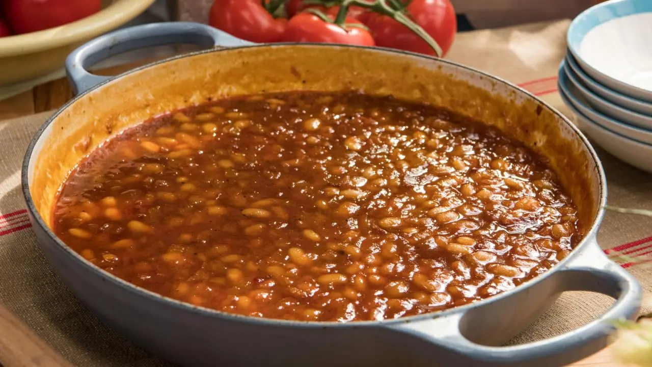 Peach Bourbon Baked Beans