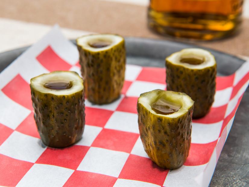 Sunny Anderson makes Pickleback Shots for a BYO-BBQ Party, as seen on The Kitchen, Season 17.
