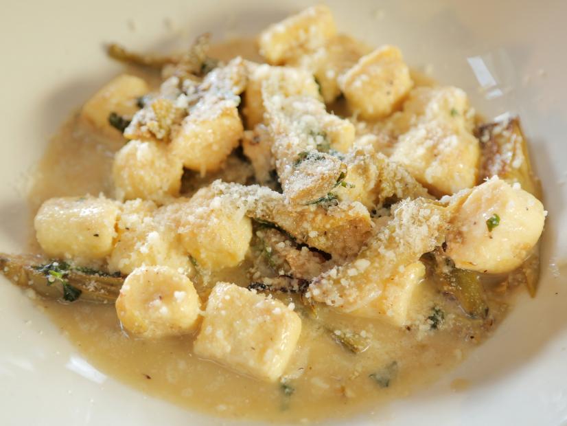 Ricotta Gnochhi with Artichoke Mint Sauce as Served at Pazzo in San Carlos, California, as seen on Diners, Drive-Ins and Dives, season 28.