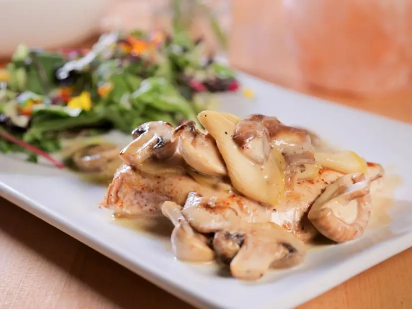 The Chicken Vallee d'Auge as Served at Pizza Credo in Seattle, Washington, as seen on Diners, Drive-Ins and Dives, Season 28.