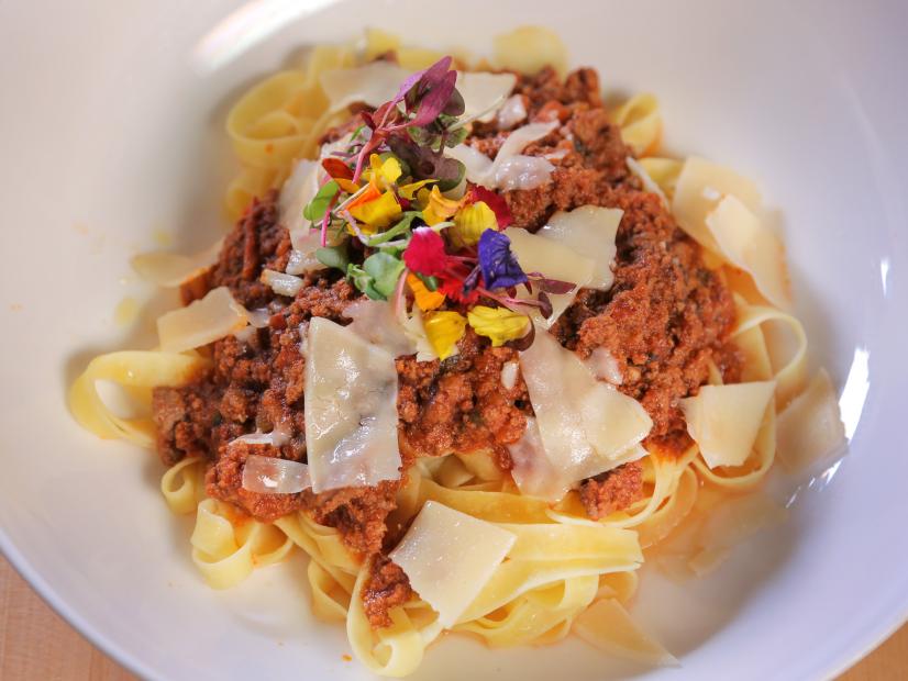 The Tagliatelle alla Bolognes as Served at Pizza Credo in Seattle, Washington, as seen on Diners, Drive-Ins and Dives, Season 28.