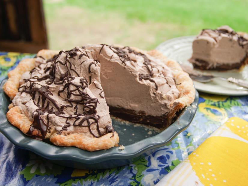 Closeup of Triple Chocolate Pie, as seen on Baked in Vermont, Season 2.