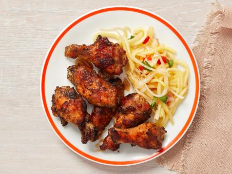 Hickory-Smoked Jerk Chicken Wings with Pickled Pineapple