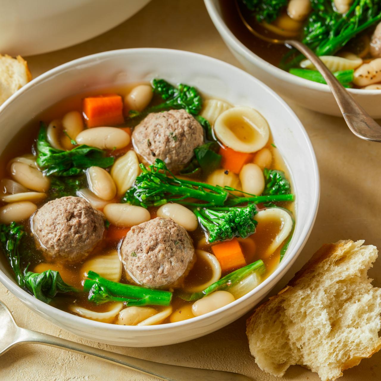 Veal Meatball and Broccoli Rabe Stoup Recipe, Rachael Ray