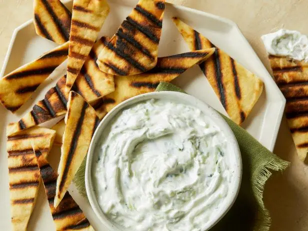 Easy Tzatziki with Toasted Pita Crisps