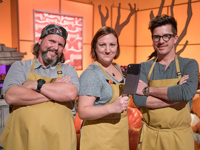 Contestants with Beastly Banshees, Tom Lindskog, Corinna Macguire and Joshua Simpson, as seen on Halloween Wars, Season 8.