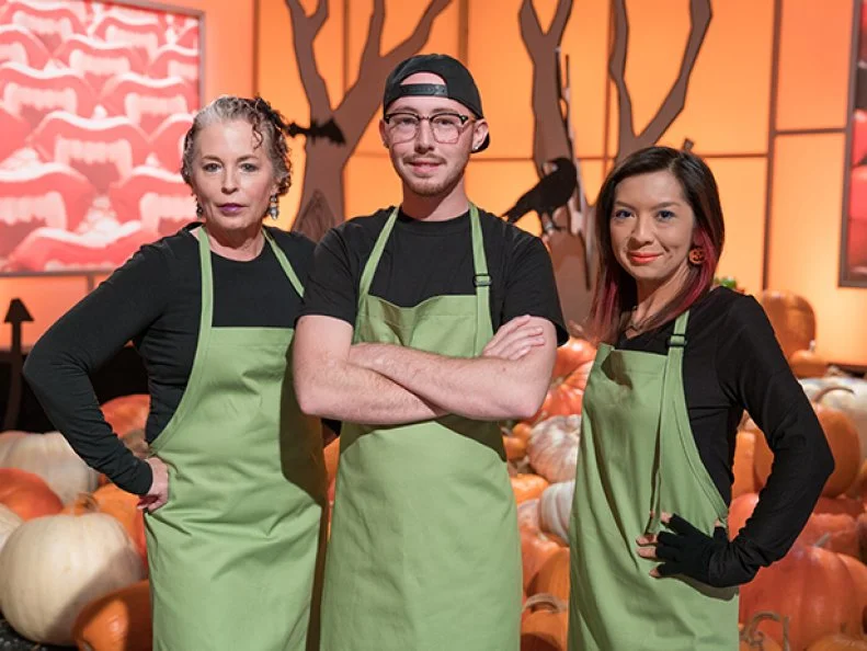 Contestants with Tricked-Out-Treats, Brandy Davis, Ernest Strickland and Teresa Shurilla, as seen on Halloween Wars, Season 8.