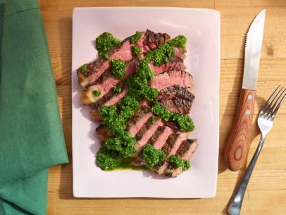 Sunny Anderson makes Steak with "Any Herb" Sauce, as seen on The Kitchen, Season 17.