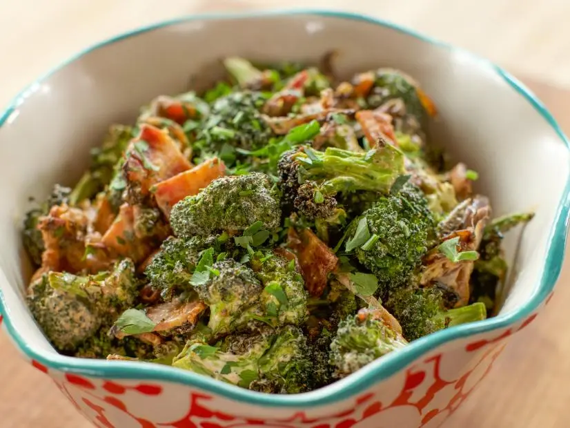 Close-up of Roasted Brocolli Salad, as seen on The Pioneer Woman, Season 19.