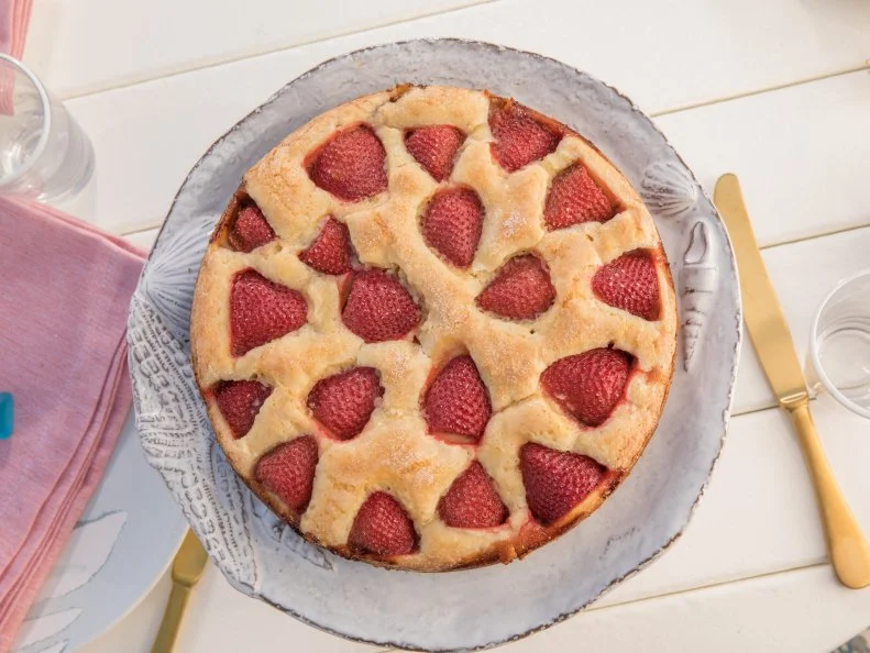Food Beauty of Giada's Strawberry Cake, as seen on Giada on the Beach, Season 1.