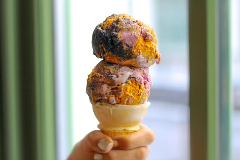 Whether or not you feel guilt about indulging in sugary frozen dairy, this Brooklyn-based creamery is all about making your heart feel good. The eco-conscious shop and wholesale supplier is a certified Benefit Corporation, meaning it meets the highest standard of social and environmental performance. Organic dairy from upstate New York is melded with premium ingredients like fair-trade chocolate and pesticide-free, peak-season strawberries for classic flavors. More recently, the brand launched a new line of chef-driven flavors by Susan Jo, including elegant lavender-olive oil and seasonally inspired Spookypolitan, a tie-dyed blend of pumpkin, ube and charcoal chocolate that’s oddly reminiscent of hot cocoa and warm holiday pie.