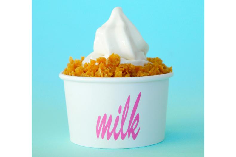 Cereal Milk may seem as common as chocolate or vanilla these days. For that, you can thank Momofuku Milk Bar founder Christina Tosi. The winner of multiple James Beard Awards debuted Cereal Milk soft serve when she opened her first bakery in 2008. (She now boasts nine locations in NYC alone.) Essentially, the brew combines corn flakes and brown sugar steeped in milk, strained and poured into a soft serve machine with a pinch of salt. The frozen concoction comes out slightly tangy, a little icy and tastes remarkably similar to the leftover milk at the bottom of a bowl of cornflakes. It’s served in a cup with a sweet and flaky cornflake crunch topping.