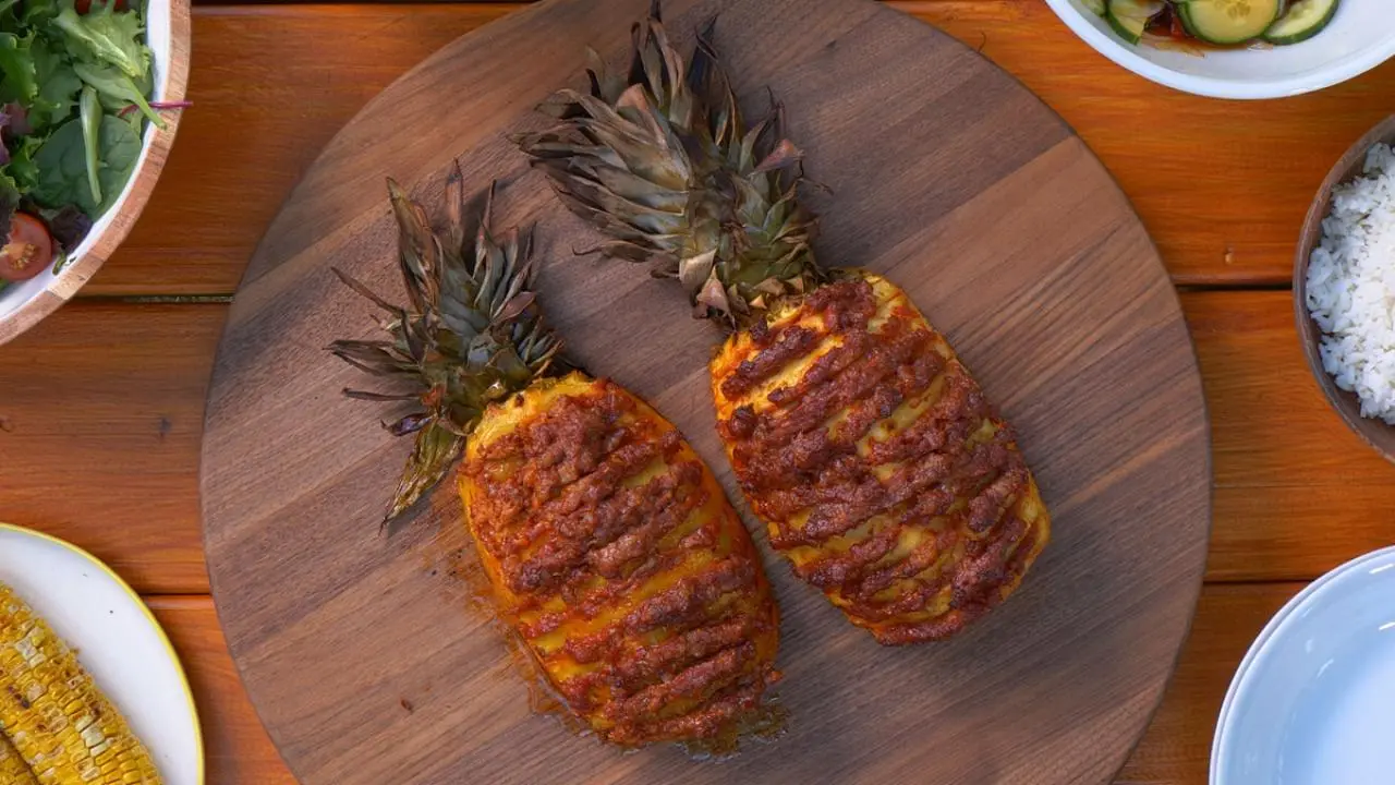 Grilled Chorizo-Stuffed Hasselback Pineapple