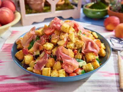 Katie Lee makes a Cornbread Panzanella, as seen on Food Network's The Kitchen