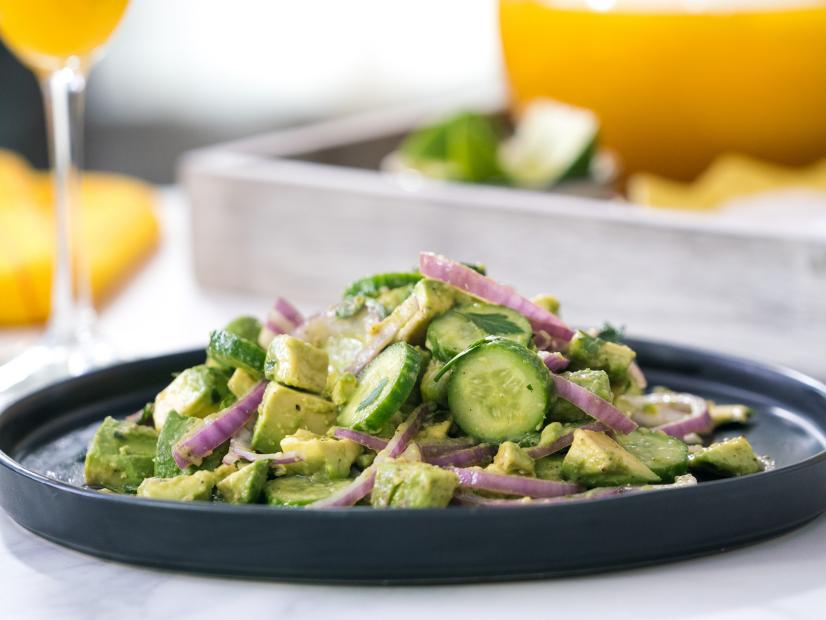 Food beauty of avocado salad with lime cumin dressing, as seen on Food Network’s Trisha’s Southern Kitchen Season 12