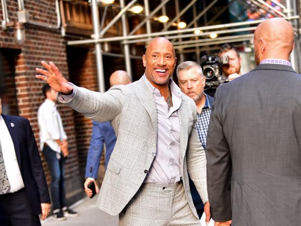 NEW YORK, NY - JULY 11:  Dwayne Johnson leaves 'The Late Show With Stephen Colbert' at the Ed Sullivan Theater on July 11, 2018 in New York City.  (Photo by James Devaney/GC Images)