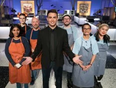 Host Jonathan Bennett, with Candied Cadavers and Zesty Zombies, as seen on Halloween Wars, Season 8.